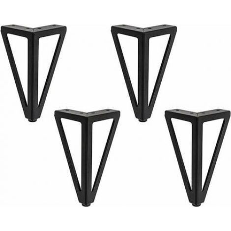 Furniture Legs 4 Packs Pieds de Meubles, Pieds de Table en Métal, 15cm Noir Pieds de Meuble, pour Table TV, Pied de Table Basse, Armoire, Canapé lit et Autres. (15cm, Black) (1/5)