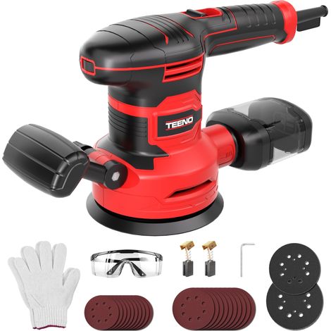 Ponceuse Orbitale 150 mm 450W, Ponceuse Excentrique 6 Vitesses avec 20 Disques Abrasifs Ø125/150 mm, Collecteur de Poussière - Pour Bois, Métal, Plastique (1/5)