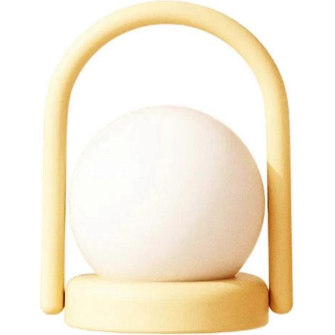 Veilleuse pour enfants, lampe de bureau rechargeable et portable pour le camping, lampe tactile de chevet en silicone à intensité variable, jaune. (1/5)