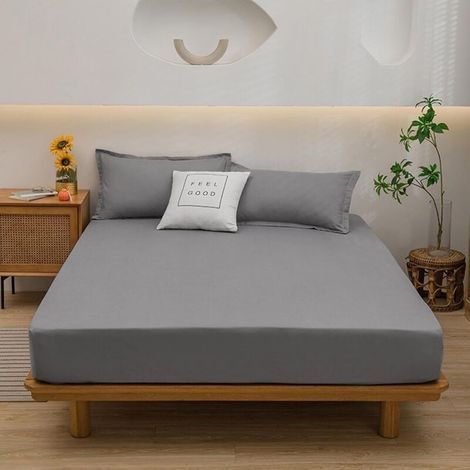 [JAMAIS UTILISÉ] Drap Housse Matelas éPais Jersey Extensible Protege Sommier 180x200 Protege Matelas Drap Housse Percale De Coton Drap-Housse(gris) (1/4)