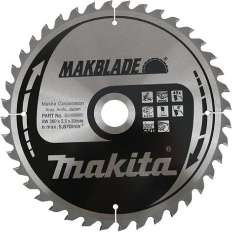 MAKITA B-17728 Table saw blade 260mm x 30mm x 40T