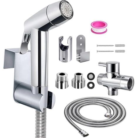 Ensemble de douchette à main pour bidet, en ABS, avec valve G1/2" et pulvérisateur G3/8", pour douche, salle de bain, hygiène, papier toilette, nettoyage des couches