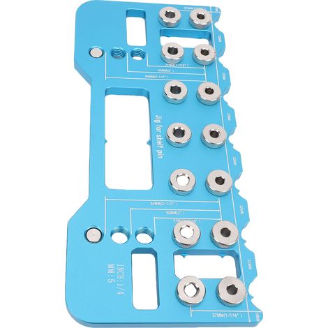 Gabarit perçage étagère aluminium espacement poignée 64 128 192 mm réglable bleu kit 2 mèches pose poignée meuble menuiserie (1/5)