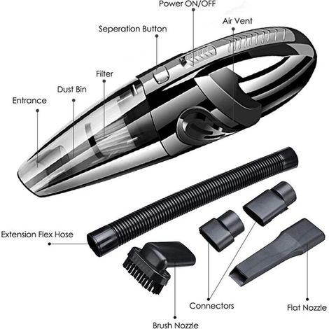 Aspirateur sans fil Portable 6000pa aspiration puissante aspirateur à main Rechargeable Charge rapide pour voiture maison poils d'animaux,Noir