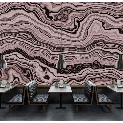 Papier peint panoramique rose et noir design Tapisserie panoramique salle à manger et restaurant Papier peint panoramique moderne couloir (1/3)