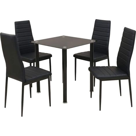vidaXL Conjunto de mesas y sillas de comedor de cinco piezas negro (1/4)