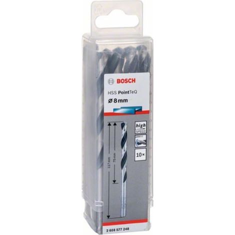Broca para metal HSS-RPointTeQ DIN338 8.0 x75x117 (10 uds.)  BOSCH 2608577248