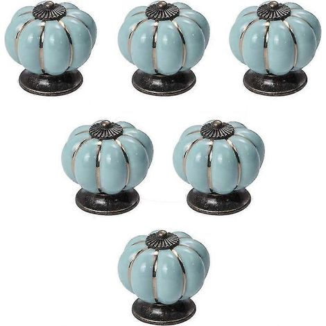 Set di 15 maniglie in ceramica a forma di zucca per ante di armadi e credenze. (1/5)