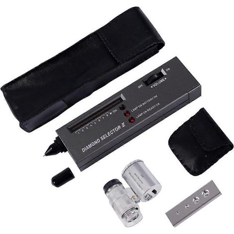 2-in-1 Tragbarer Diamanttester-Stift mit 60-facher LED-Lichtlupe, Mikroskop-Vergrößerungsbrille, Juwelier-Werkzeugset