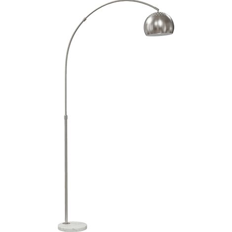 Lampada da terra ad arco 167 cm argento con base di marmo (1/4)