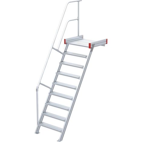 Euroline 511 Podesttreppe 60° 1000mm Stufenbreite 9 Stufen Alu gerieft