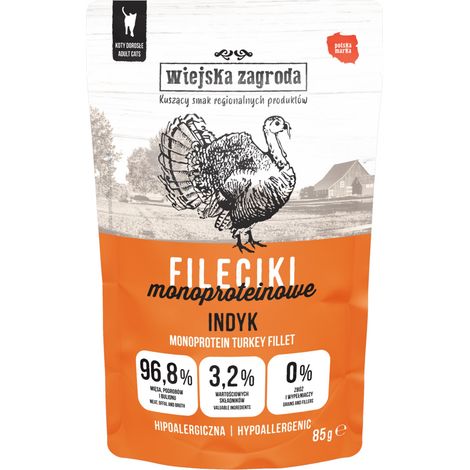 Wiejska Zagroda  Filets nourriture humide pour chats  Sachet 85g - Dinde 85g