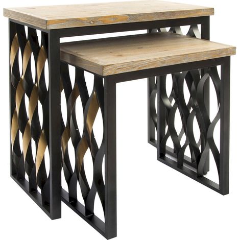 Table gigogne bois beige au charme industriel - Beige boisé et lumineux (1/4)