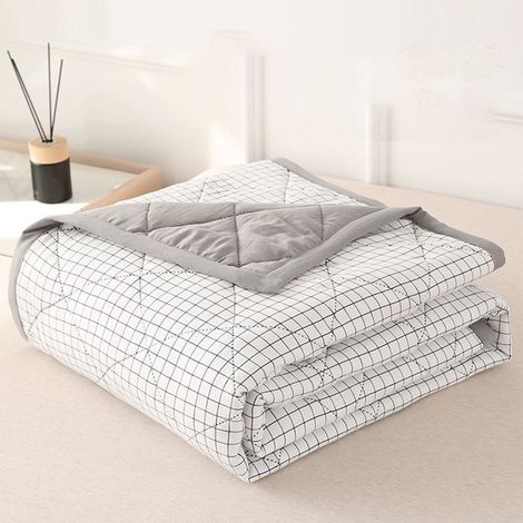 Couette Rafraîchissante - 98 % Coton 2 % Élasthanne - 200 x 150 cm - Pour Dormeurs Chauds - Lavable En Machine - Blanc - Queen (1/5)