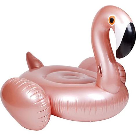 Bouée gonflable en forme de flamant rose, fabriquée en PVC épais et renforcé, pour les piscines, la détente et les loisirs de plein air.-AquaForge (1/5)