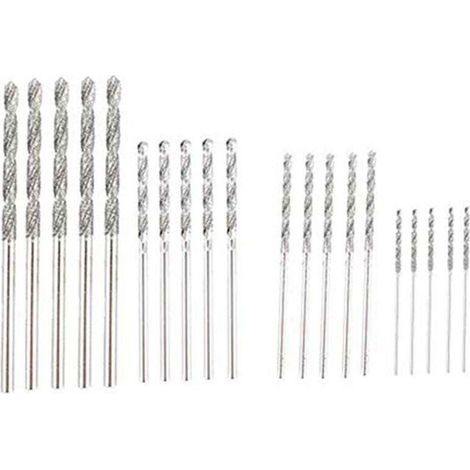 20-teiliges Diamantbohrer-Set, 4 Größen: 1 mm, 1,5 mm, 2 mm, 2,5 mm, mit Spiralspitze. Ideal für Strand, Meer, Muscheln, Glas, Edelsteine und Edelsteinbearbeitung. (1/5)