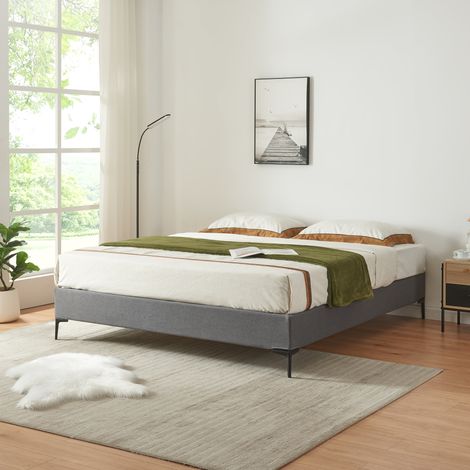 Doppelbett Lilla Textil 180x200 cm Dunkelgrau [en.casa]