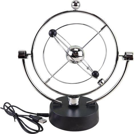 Globe Pendule - Globe Terrestre à Mouvement Perpétuel - Décoration Bureau Maison Classe - USB ou Piles - 25 x 22 x 10 5 cm - 1 Pièce (1/5)