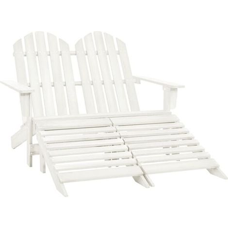 Chaise Adirondack Extérieure 2 Places avec Repose-Pieds en Bois de Pin Blanc (1/5)