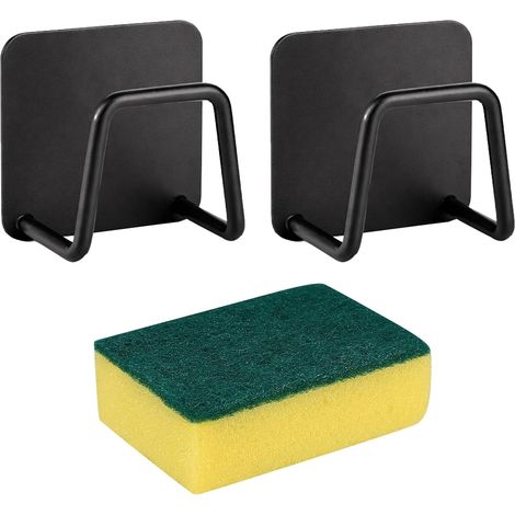 Porte Éponge pour Évier Cuisine, Support Éponge, Auto-Adhésifs en Acier Inoxydable Organisation Éponges, Brosser, Torchon, Salle de Bain (noir) -'Parent'-'- (1/5)