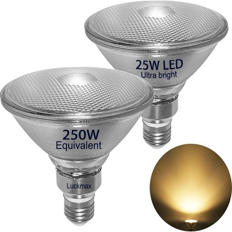 25W PAR38 Ampoule LED blanc chaud(remplace 250W halogene),etanche,Reflecteur en verre E27 Spot LED PAR38 Lampes,Interieur et exterieur,Projecteurs sans scintillement (1/5)