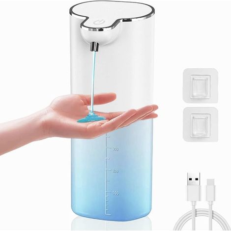 Distributeur de savon liquide automatique sans contact 400 ml rechargeable, mural, 4 volumes de mousse réglables, capteur infrarouge, IPX5, nettoyage automatique (1/5)