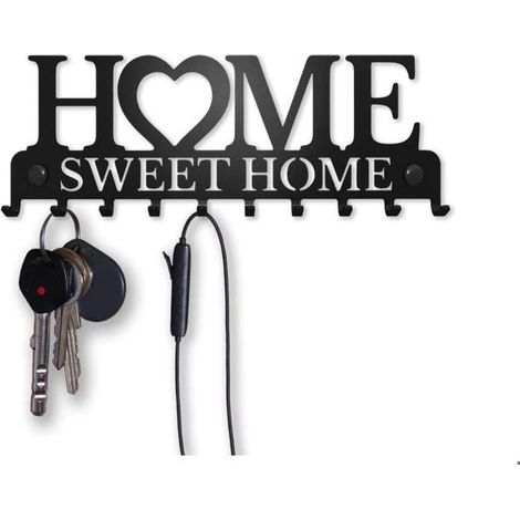 Porte Clef Mural Design, Home Sweet Home Porte Clé Mural, Boite A Clef Decorative, Range Clef Mural, en Métal, Décoration de Maison (1/5)