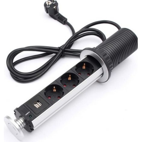 Presa elettrica estensibile per tavolo e sedie da cucina con indicatore LED e presa da appoggio. (1/3)