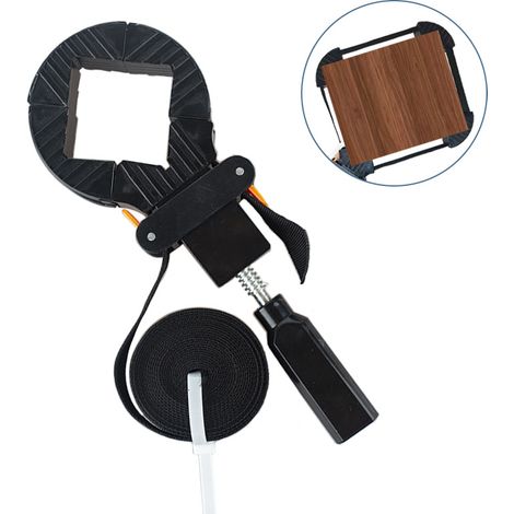 Sollbry Sangle de Serrage de coin Réglable, Pince de Coin Réglable à 4 Mâchoires, Collier de Serrage de Sangle Collier de Serrage d'angle, Postuler à Coin Tiroir, Cadre en Bois(Le Noir) (1/5)