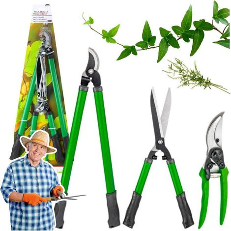 Ensemble de 3 sécateurs à haies de jardin avec étui. (1/3)
