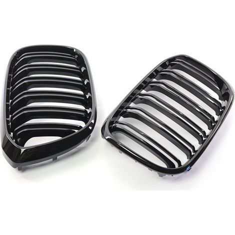 pair. Color: Glossy Black. Material: ABS. Automotive double-line grille suitable for BMW X3 and X4. (1/5)