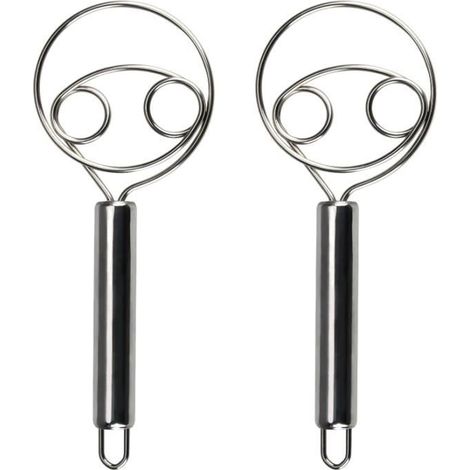 Fouet à Pâte - Inox - 2 Pièces - Design Ergonomique - Facile à Nettoyer - Mélange Homogène (1/4)