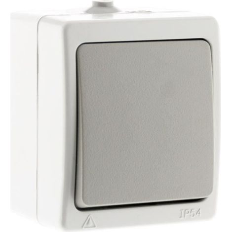 Interrupteur Va-et-vient - 10 A - IP54 Étanche - Pour Intérieur et Extérieur - Gris Clair - Unité (1/4)