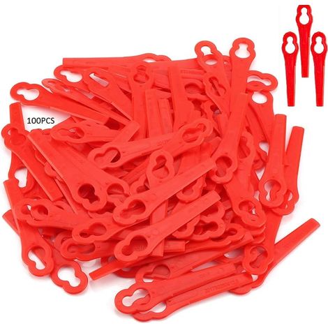 Paquet de 100 tondeuses lame de coupe, remplacement de lames de garniture en plastique pour frt18a frt18a1 Art 46155 Frt20A1 Jardin Tondeuse à gazon Tondeuse coupe-herbe à gazon (1/5)