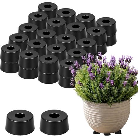 42 Pieds de Pots de Fleurs en Caoutchouc, Cales de Réhausse pour Jardinière Supports de Drainage Coniques (28x14mm) pour Pots de Fleurs, Améliore la Circulation d'Air et l'Écoulement de l'Eau au Jard (1/5)