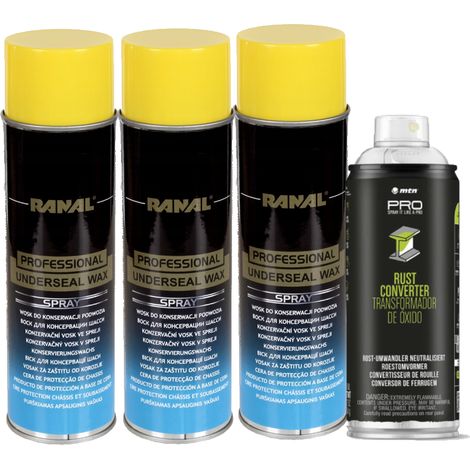 3 sprays de cire d'entretien pour soubassement 500 ml + 1 produit antirouille 400 ml (1/5)
