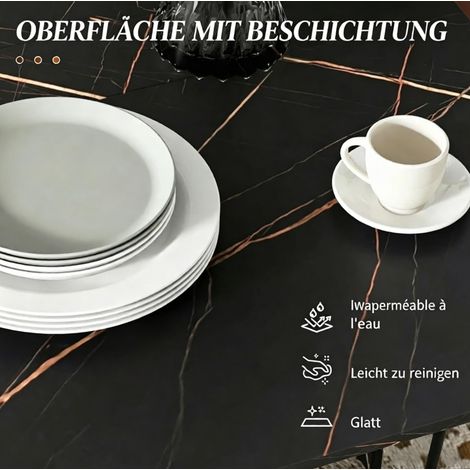 Multifunktionaler Klapptisch aus schwarzer Spanplatte in Marmoroptik 120 x 80 x 73 cm MODENUIT (1/2)