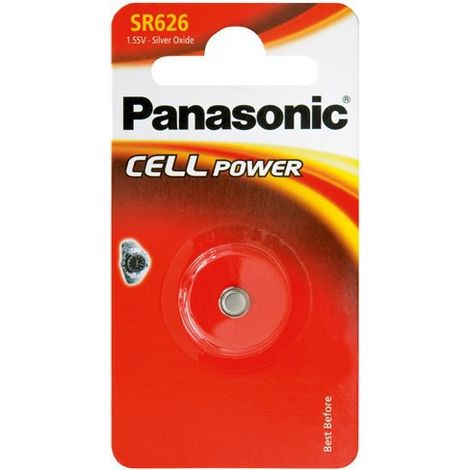 Panasonic – Pile bouton SR626 Oxyde d'argent 1.55V – Haute densité d'énergie – Faible auto-décharge – Pour montres et dispositifs médicaux