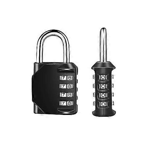 Lot de 2 cadenas à code pour casier, cadenas à combinaison à 4 chiffres (noir) (1/5)