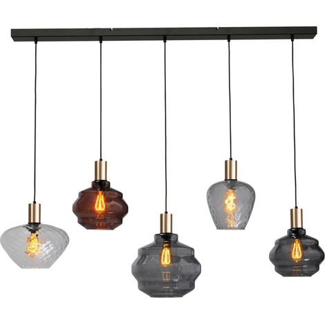 Lampe suspendue 5 lumières - dorée - Porto avec des lunettes différentes - 2711-05-02-130-5-415