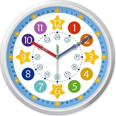 Orologio da parete silenzioso per bambini con design arcobaleno, ideale per camera da letto e ufficio, favorisce la concentrazione e la calma (10 pollici). (1/5)