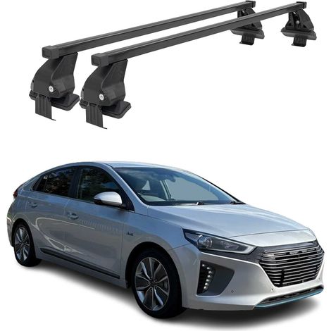 OMAC Dachträger Querträger Stahl für Hyundai Ioniq 2017-2022 – Abschließbar – City-Crash-getestet – DIN 75302:2019 – ISO/PAS 11154:2006 – Max. 50 kg Schwarz (1/5)