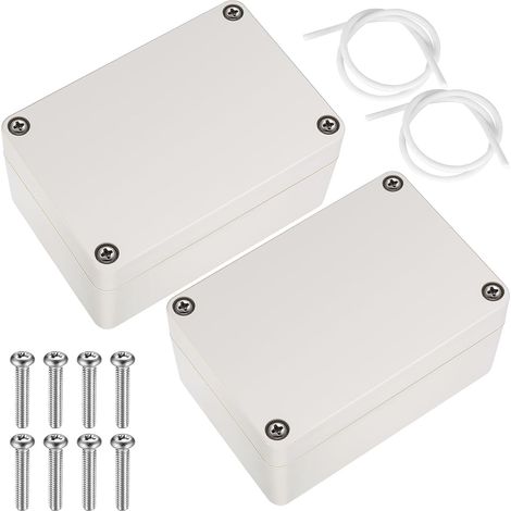 2 Pièces Boîtes de Jonction Etanche, Boîtier de Projet Etanche Electrique Exterieur, Boîte de Connexion de Câbe Plastique pour Bricolage Électronique - 100 x 68 x 50 mm/Gris - blanc (1/5)