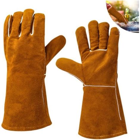 Gants de soudeur de qualité supérieure - Gants de cheminée Gants de four avec doigts pour four/cheminée/four/cuisinière/support de (1/4)