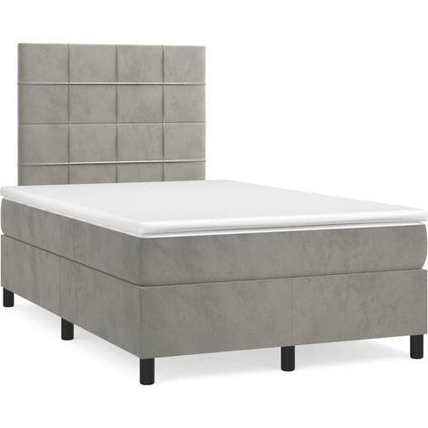 Maison Exclusive - Cama box spring con colchón terciopelo gris cl (1/5)