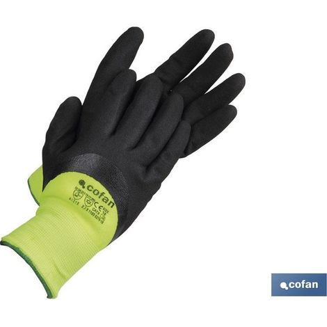 Mit Nitrilschaum imprägnierter Schutzhandschuh. Kalter T-10