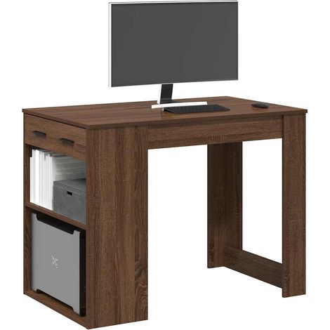 Schreibtisch mit Schubladen und Ablage Braun Eichen-Optik
