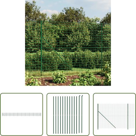 vidaXL Clôture en PVC -  Clôture en treillis métallique avec bride vert 1,8x25 m (1/5)