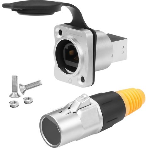 Câble réseau CAT6 RJ45 étanche pour l'extérieur - Connecteur réseau RJ45 8P8C - Adaptateur de montage femelle + câble Ethernet RJ45 - Manchon de verrouillage étanche IP65 - Blindage - Pour (1/5)