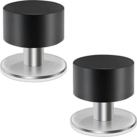 Butee de Porte, 2 Pièces Butée de Porte En Acier Inoxydable, Arret de Porte, 40x42mm Pouces, Arrêt de Porte à Double Usage Avec Amortisseur de Son (Noir) (1/5)